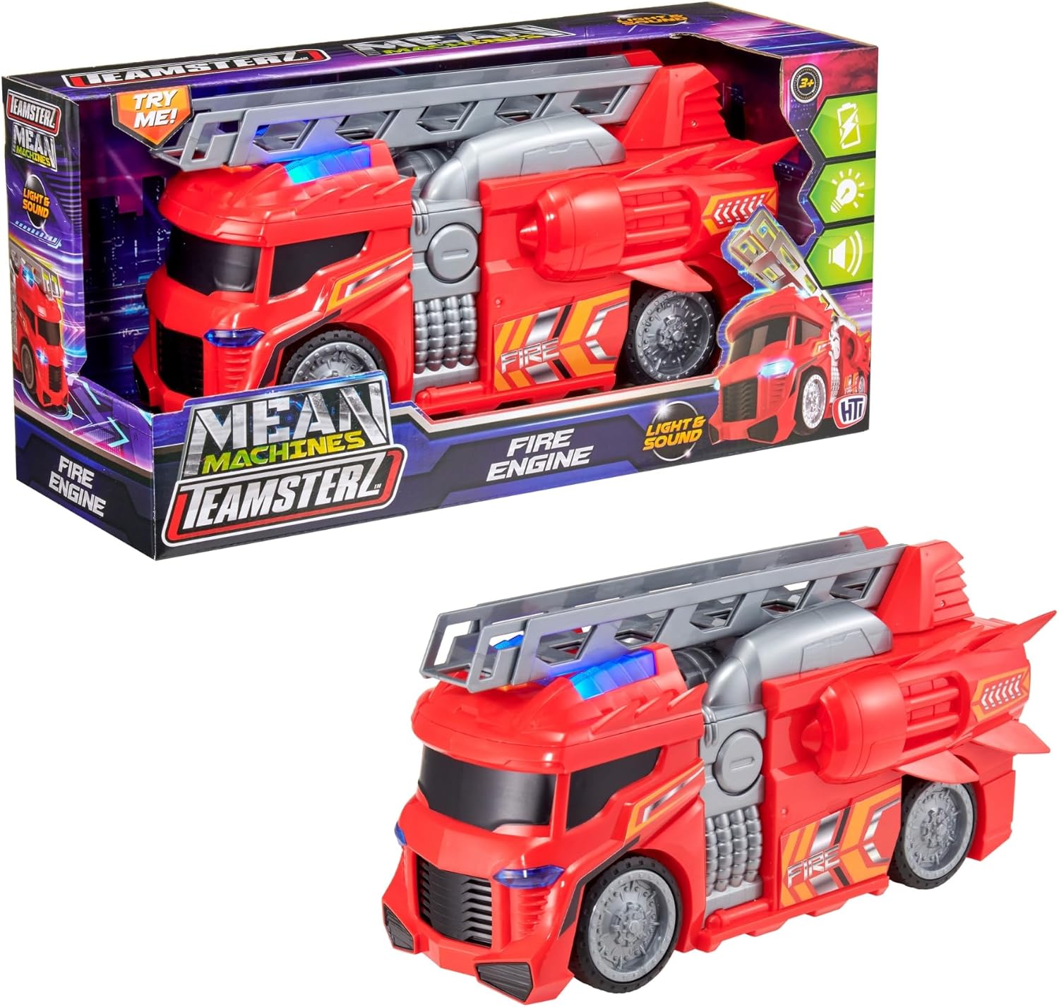 Teamsterz Mean Machines Fire Engine | Fire Truck Toy With Realistic Lights & Sounds | Firefighter Emergency Rescue Truck Toys | Extendable Fire Ladder |...