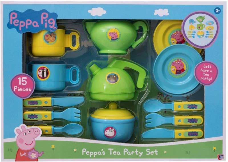 Peppa Pig Tea Party Set Roleplay | Includes Teapot, Kettle, Sugar Bowl, Cup & Saucers and Cutlery For Ages 3+