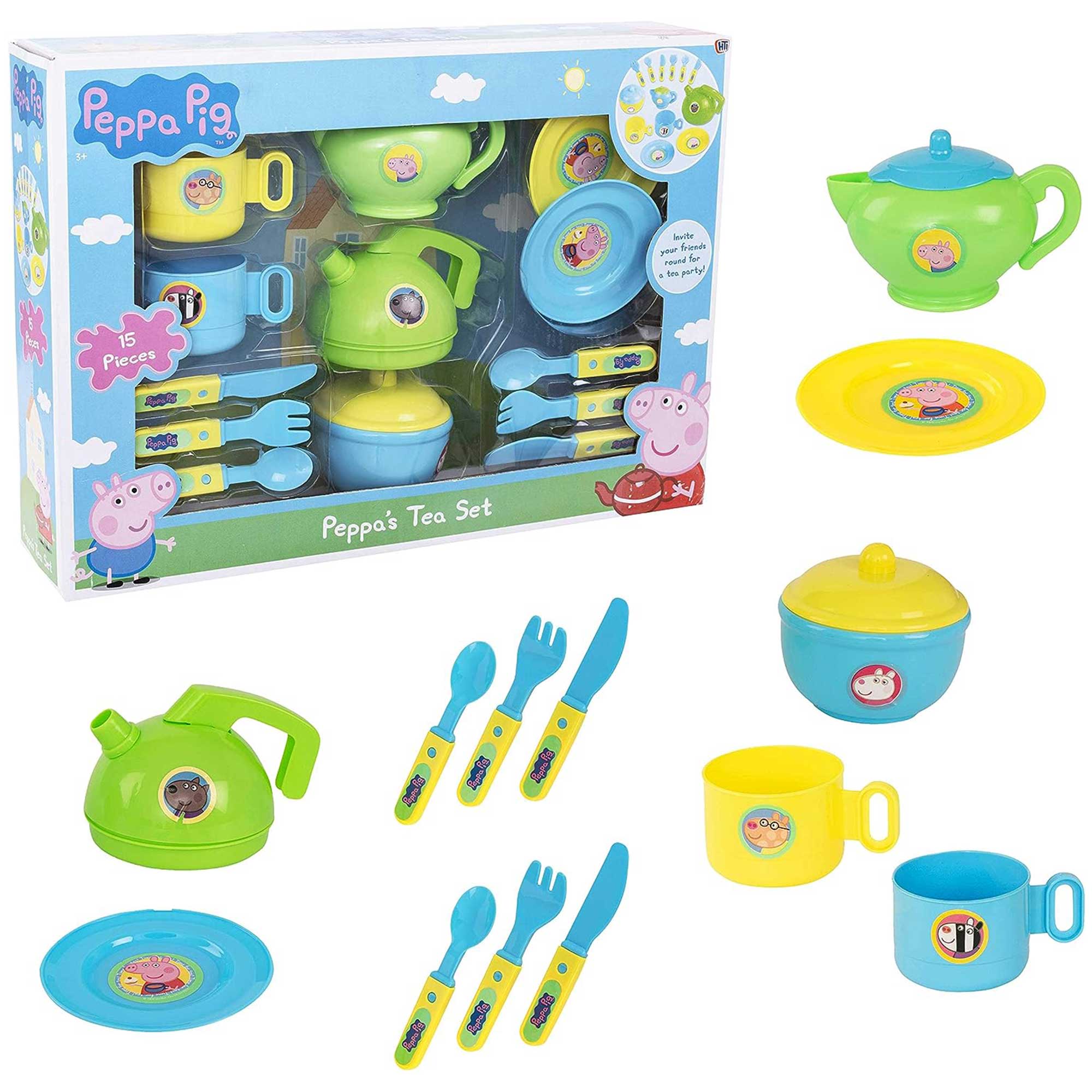 Peppa Pig Tea Party Set Roleplay | Includes Teapot, Kettle, Sugar Bowl, Cup & Saucers and Cutlery For Ages 3+