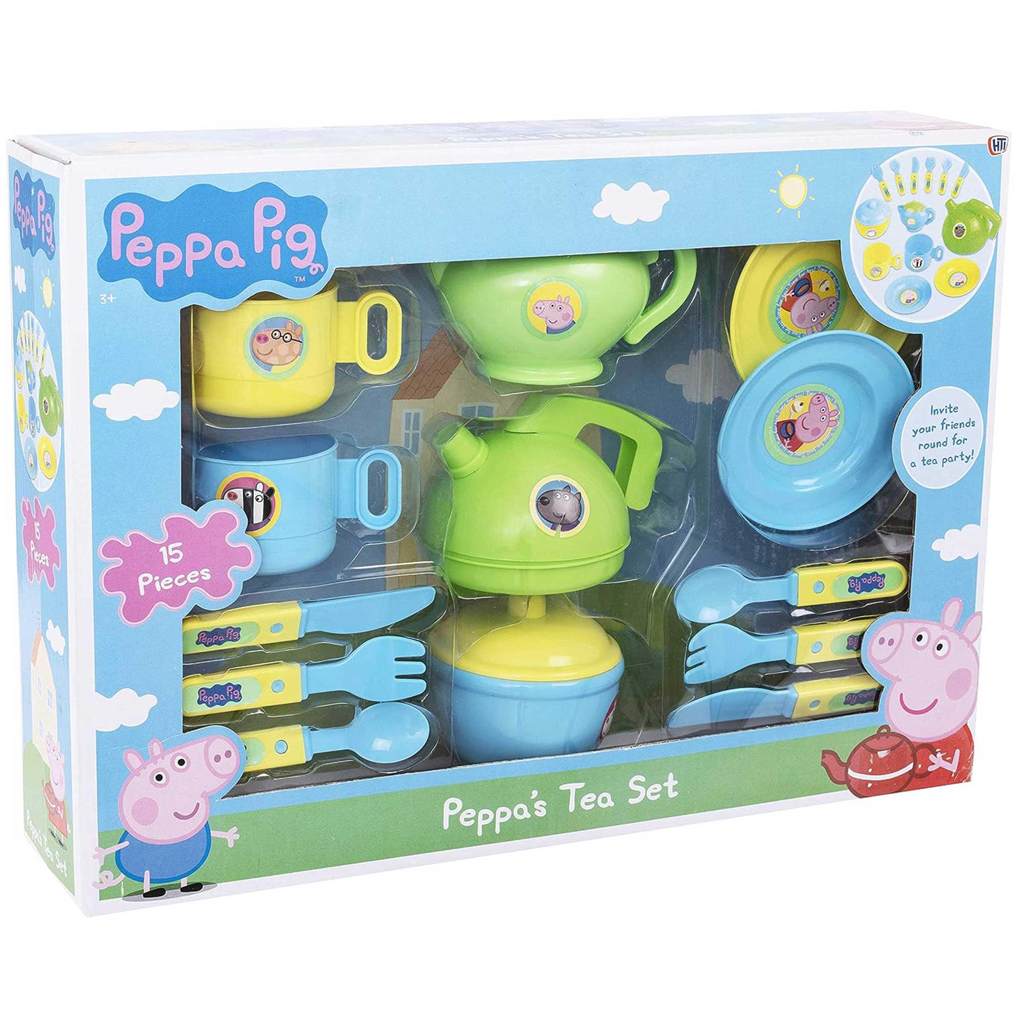 Peppa Pig Tea Party Set Roleplay | Includes Teapot, Kettle, Sugar Bowl, Cup & Saucers and Cutlery For Ages 3+