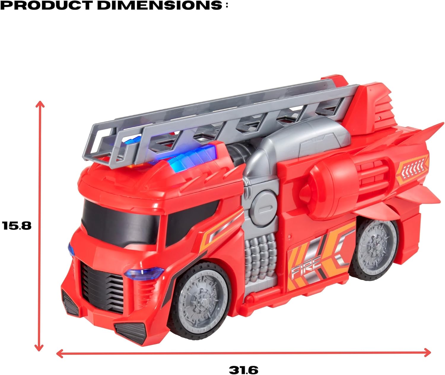 Teamsterz Mean Machines Fire Engine | Fire Truck Toy With Realistic Lights & Sounds | Firefighter Emergency Rescue Truck Toys | Extendable Fire Ladder |...