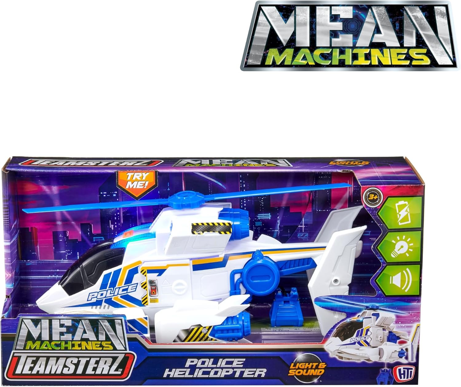 Teamsterz Mean Machine Helicopter | Police Emergency Service Helicopter With Realistic Lights & Sounds | 3+ Unisex Kids