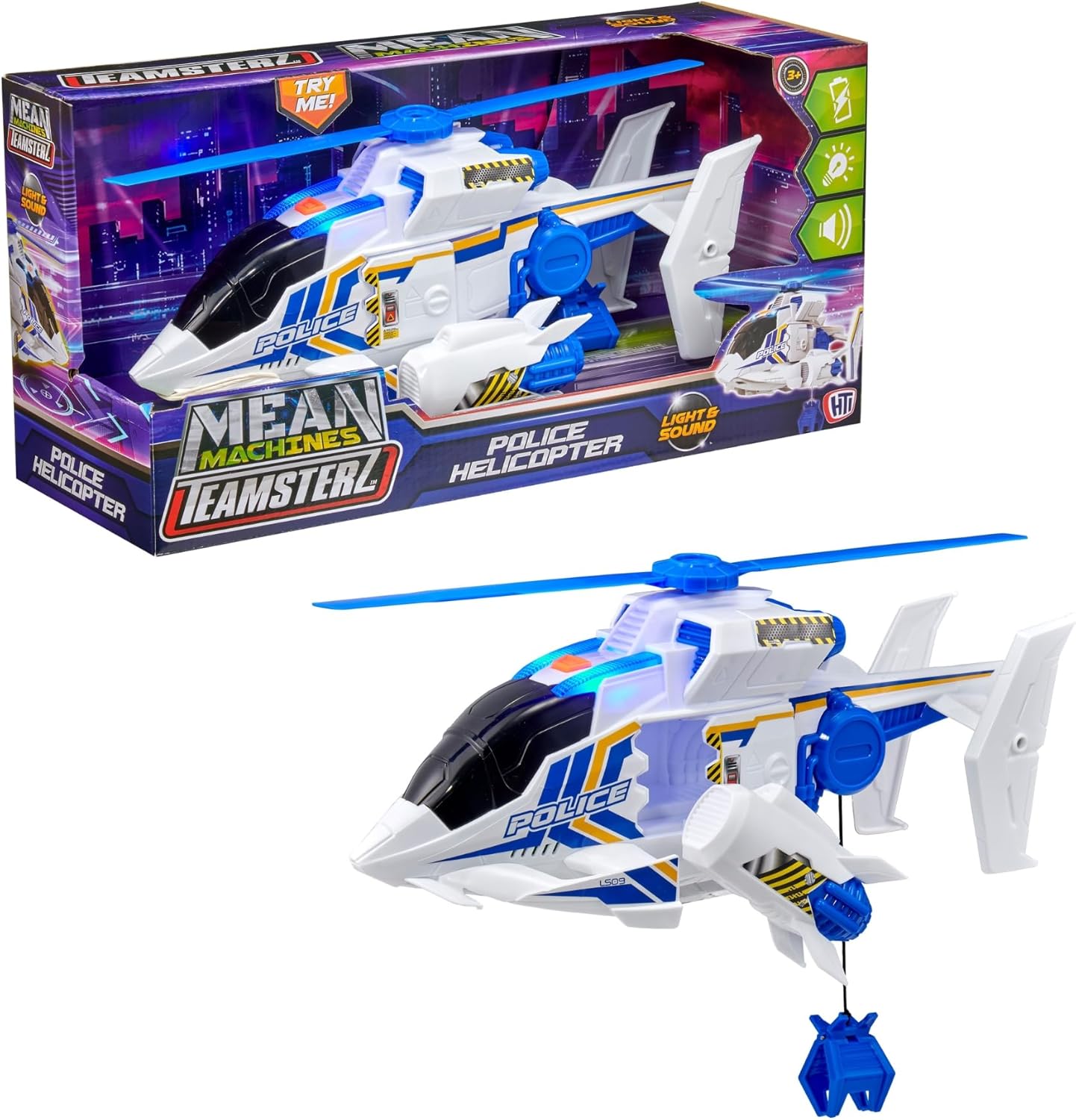 Teamsterz Mean Machine Helicopter | Police Emergency Service Helicopter With Realistic Lights & Sounds | 3+ Unisex Kids