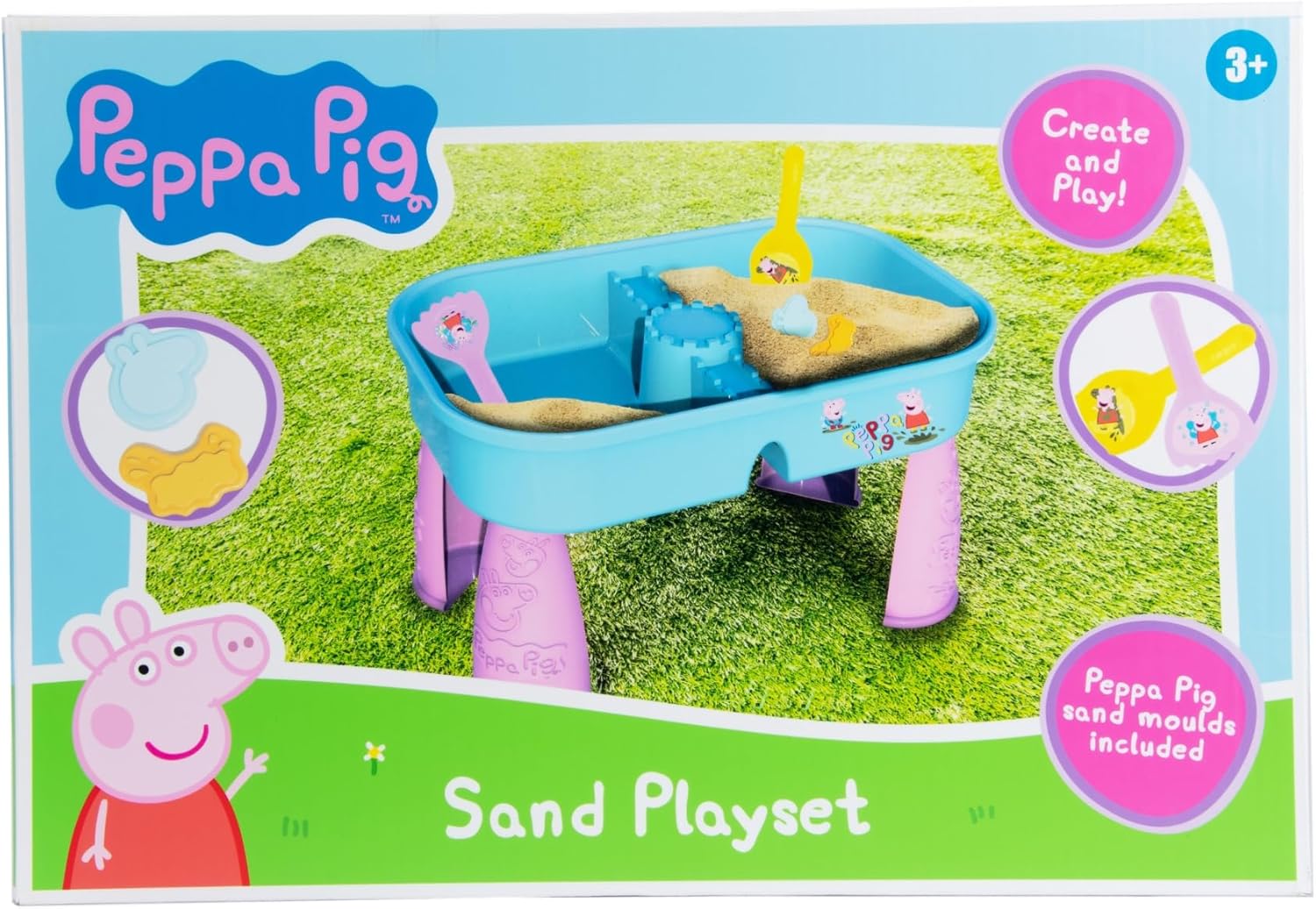 Peppa Pig Sand & Water Play Table | Outdoor Activity Table Sandbox Toy | Water Sensory | Peppa Pig Outdoor Toys | Kids Garden | Spade, Rake & Moulds Included | 3+