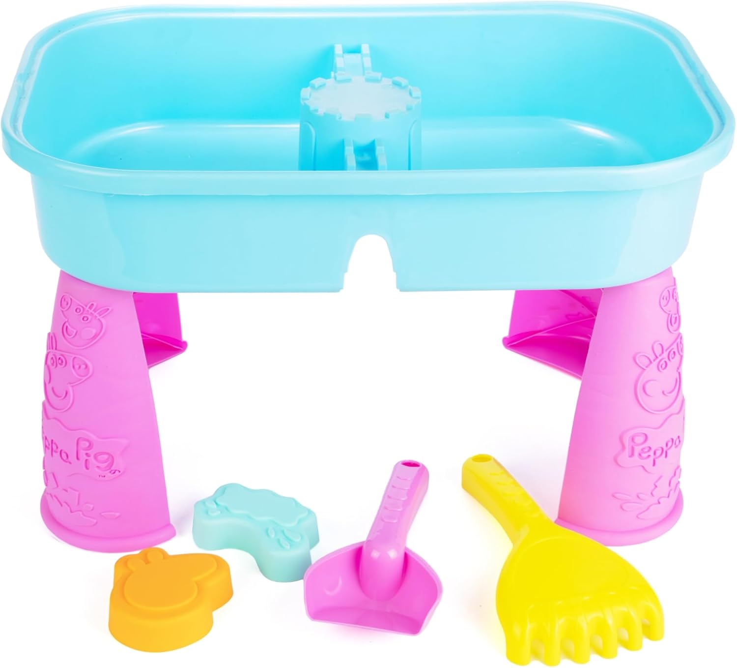 Peppa Pig Sand & Water Play Table | Outdoor Activity Table Sandbox Toy | Water Sensory | Peppa Pig Outdoor Toys | Kids Garden | Spade, Rake & Moulds Included | 3+