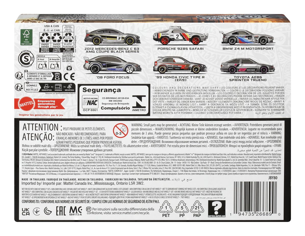 Hot Wheels Silver Series ZAMAC Multipack - 1:64 Scale Die-Cast Toy Cars & Trucks, Vehicles