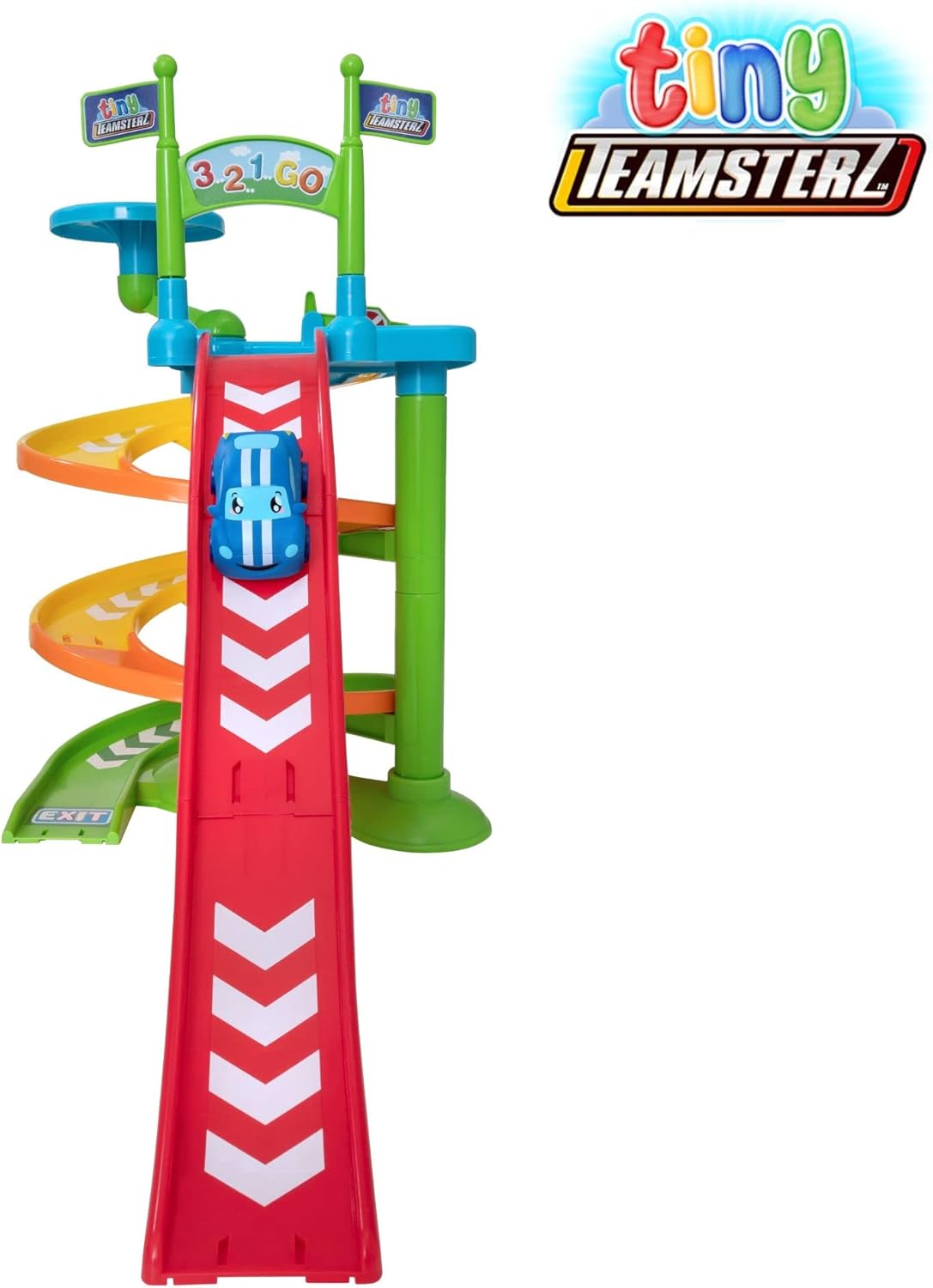 Tiny Teamsterz Beep & Go Fire Station HQ Playset for Kids | Includes 1 Free-Wheeling Fire Engine | Lights & Sounds | Rescue Toy for Toddlers | Emergency Vehicle Play | Ages 1-4 Years