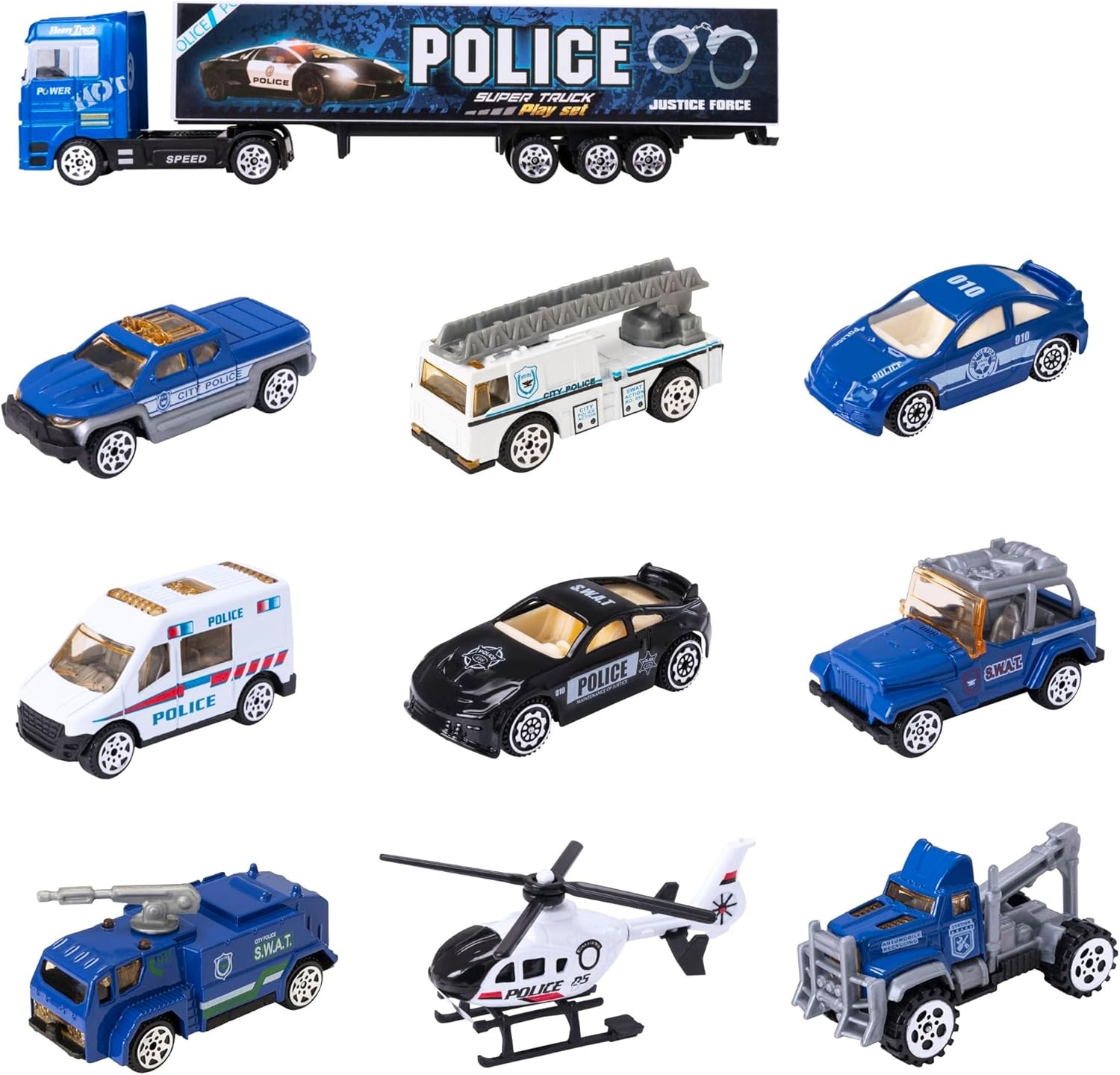 Teamsterz Police Service Transporter Vehicle Playset | Police car, Lorry And Police Service Vehicle Toys | Indoor And Outdoor Sandpit Toys | Toy Car Launcher | Cars Storage And Ramp | Ages 3+