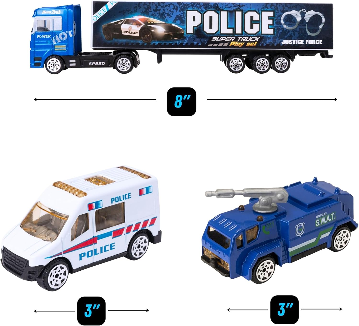Teamsterz Police Service Transporter Vehicle Playset | Police car, Lorry And Police Service Vehicle Toys | Indoor And Outdoor Sandpit Toys | Toy Car Launcher | Cars Storage And Ramp | Ages 3+