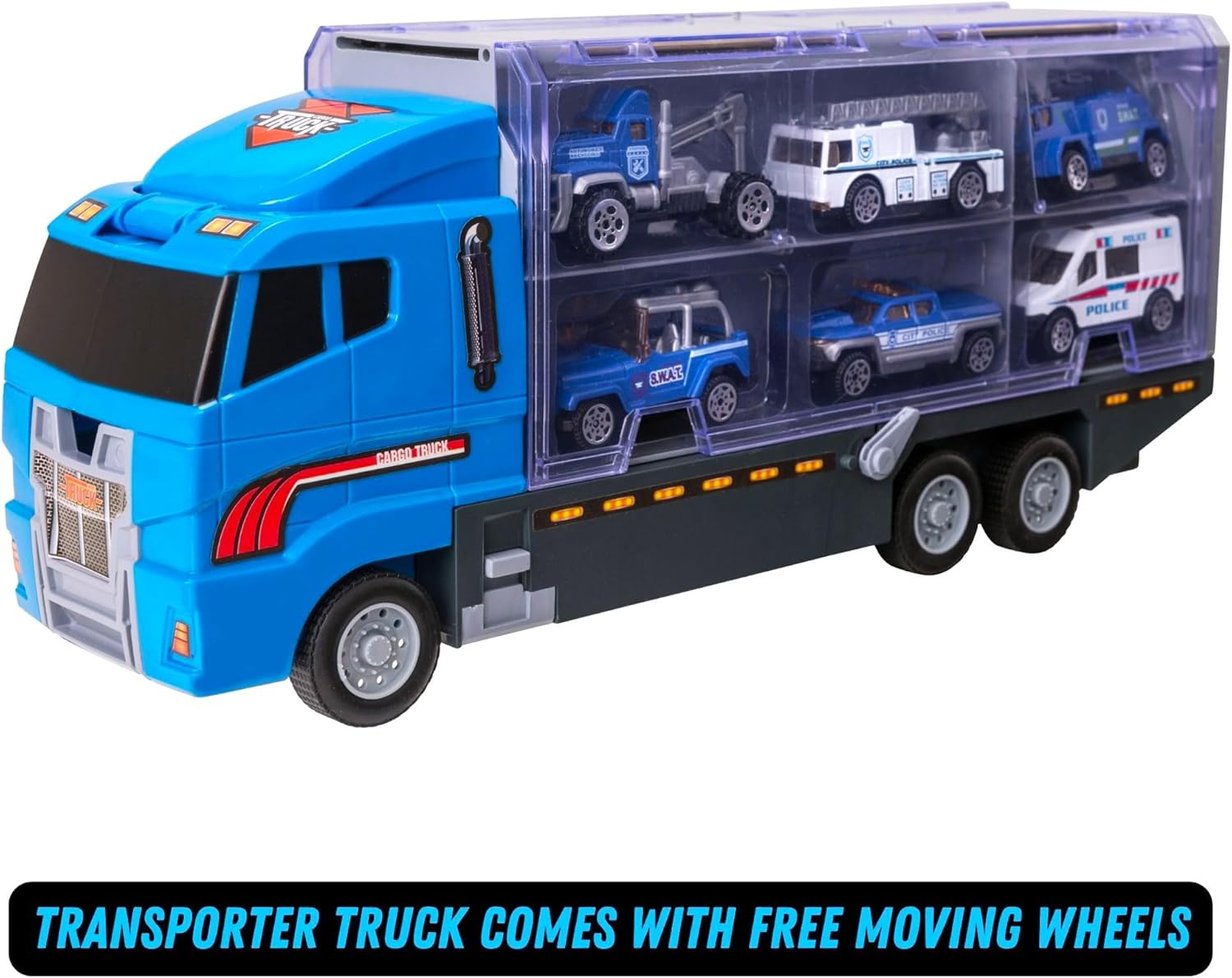 Teamsterz Police Service Transporter Vehicle Playset | Police car, Lorry And Police Service Vehicle Toys | Indoor And Outdoor Sandpit Toys | Toy Car Launcher | Cars Storage And Ramp | Ages 3+