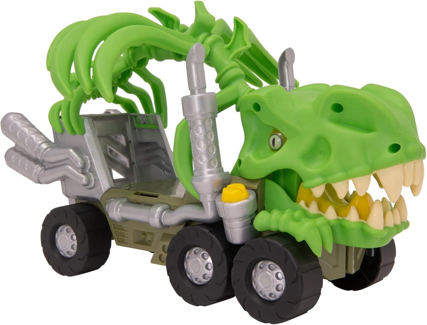 Mighty Machines T-Rex Rib Cage Transporter | Dinosaur Track Playset with Die-Cast Car | Monster Vehicle Toy Set with Figures | Kids Transporter Toy for Ages 3+
