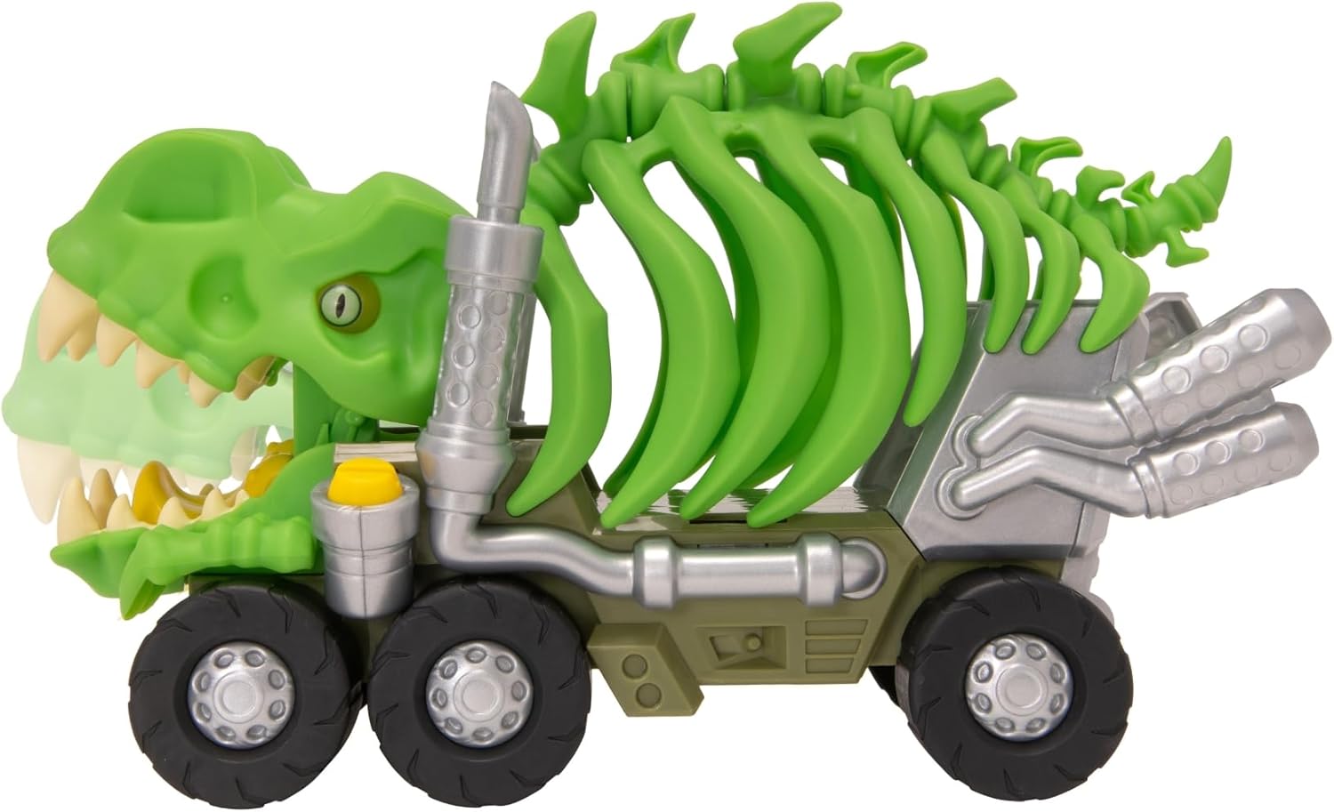 Mighty Machines T-Rex Rib Cage Transporter | Dinosaur Track Playset with Die-Cast Car | Monster Vehicle Toy Set with Figures | Kids Transporter Toy for Ages 3+