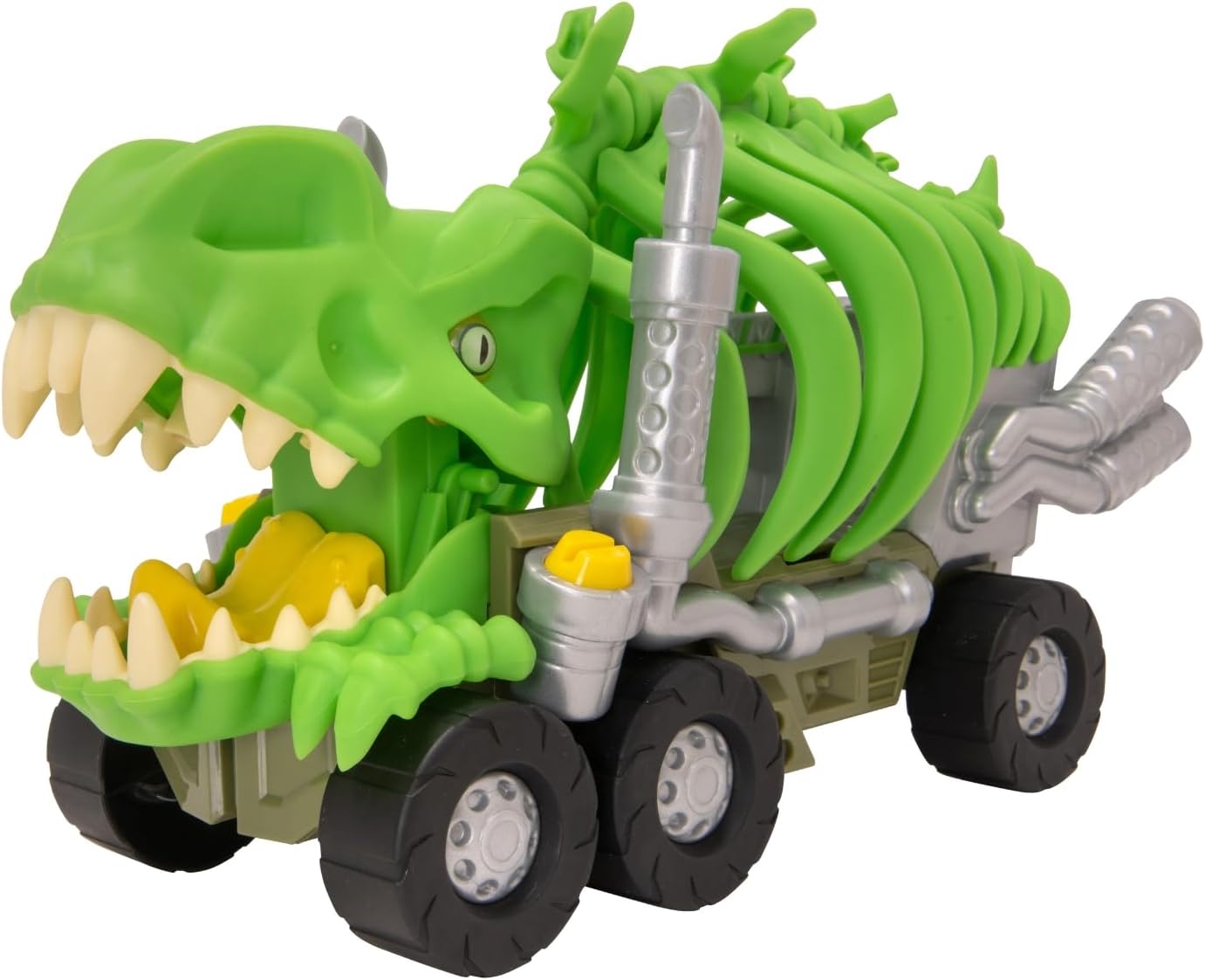 Mighty Machines T-Rex Rib Cage Transporter | Dinosaur Track Playset with Die-Cast Car | Monster Vehicle Toy Set with Figures | Kids Transporter Toy for Ages 3+