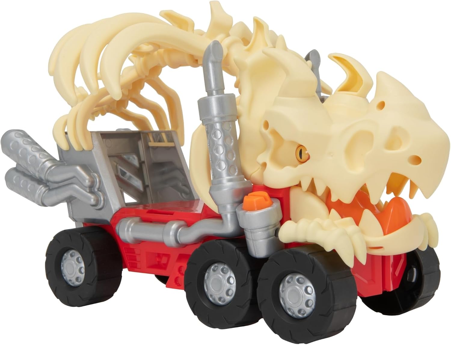Mighty Machines Triceratops Rib Cage Transporter | Dinosaur Track Playset with Die-Cast Car | Monster Vehicle Toy Set with Figures | Kids Transporter Play Toy for Ages 3+