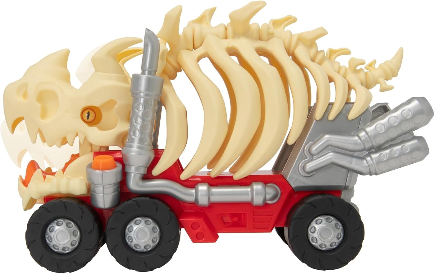 Mighty Machines Triceratops Rib Cage Transporter | Dinosaur Track Playset with Die-Cast Car | Monster Vehicle Toy Set with Figures | Kids Transporter Play Toy for Ages 3+