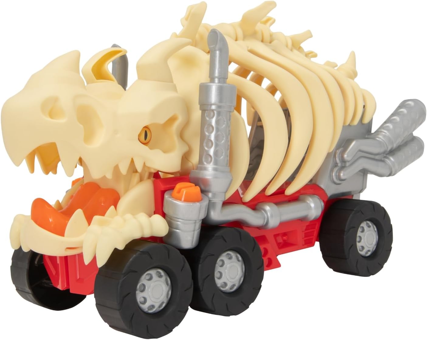 Mighty Machines Triceratops Rib Cage Transporter | Dinosaur Track Playset with Die-Cast Car | Monster Vehicle Toy Set with Figures | Kids Transporter Play Toy for Ages 3+