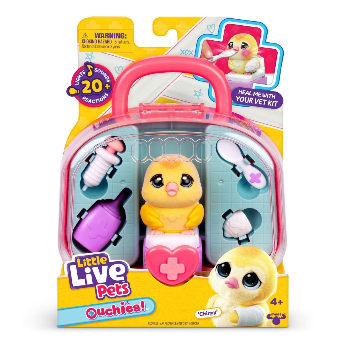 Little Live Pets Ouchies Vet Kit - Chirpy the Chick, Interactive Toy, Light Up Cheeks,16.7cm Vet Playset & Accessories, Diagnose & Heal Like a Real Vet, 20+ Sounds, Lights & Reactions, Repeat Play
