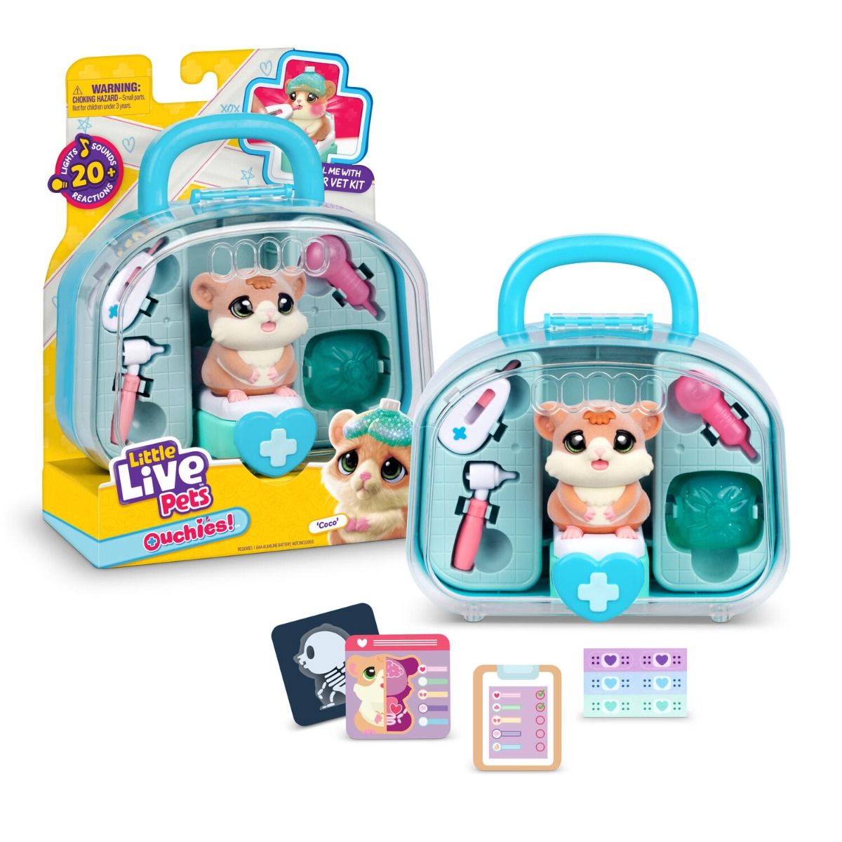 Little Live Pets Ouchies Vet Kit - Chirpy the Chick, Interactive Toy, Light Up Cheeks,16.7cm Vet Playset & Accessories, Diagnose & Heal Like a Real Vet, 20+ Sounds, Lights & Reactions, Repeat Play