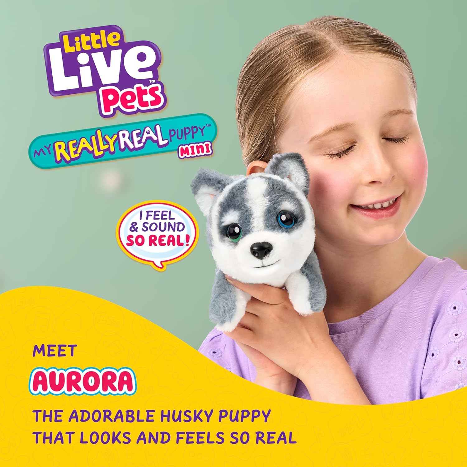 Little Live Pets My Really Real Puppy Minis- Aurora the Husky| Interactive Puppy with 20+ Sounds & Reactions- Includes Basket for Display. Fun & Adorable Gift for Kids (11cm/4.3in tall)