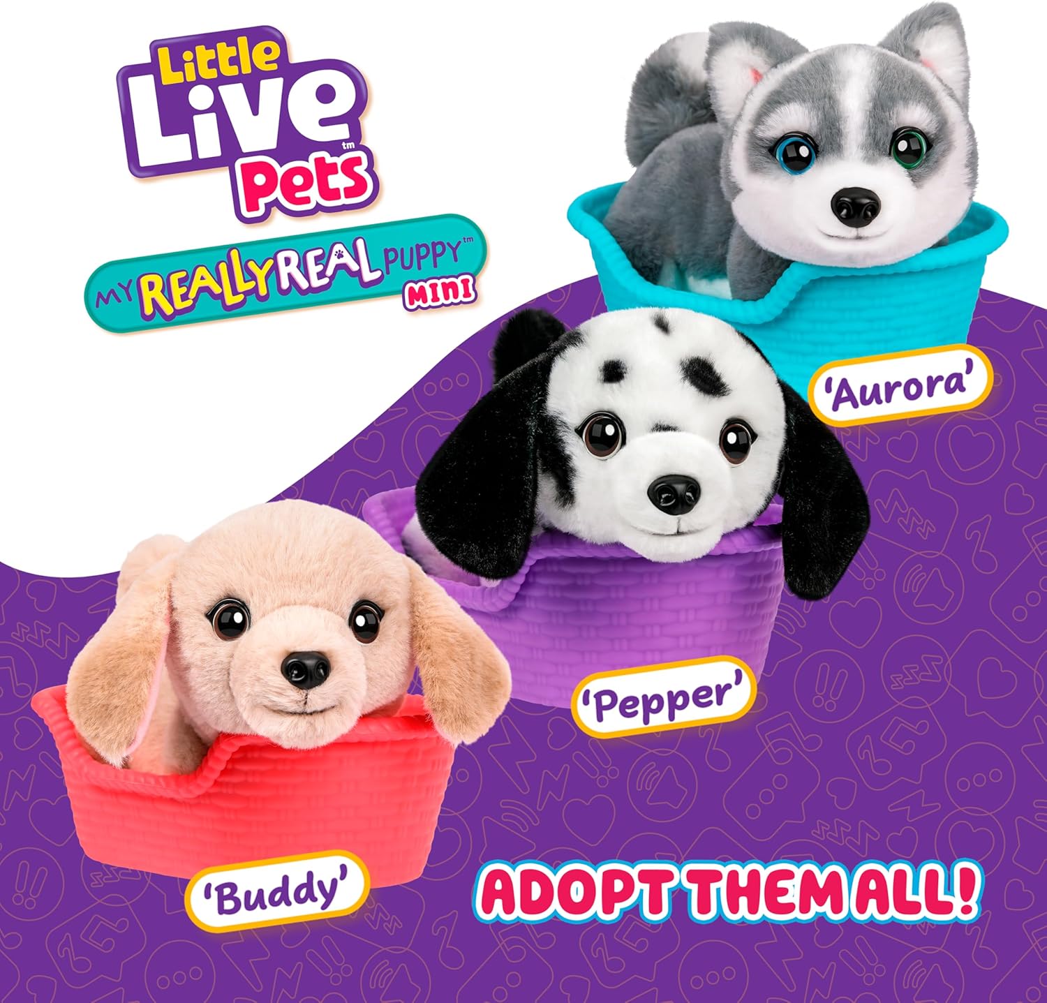Little Live Pets My Really Real Puppy Minis- Aurora the Husky| Interactive Puppy with 20+ Sounds & Reactions- Includes Basket for Display. Fun & Adorable Gift for Kids (11cm/4.3in tall)