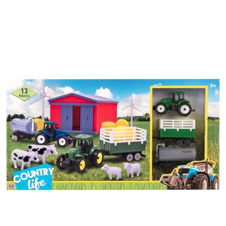 Country Life Complete Play Set with Realistic Farm Animals & Tractor for Immersive Play Educational & Safe for Toddlers Aged 3+