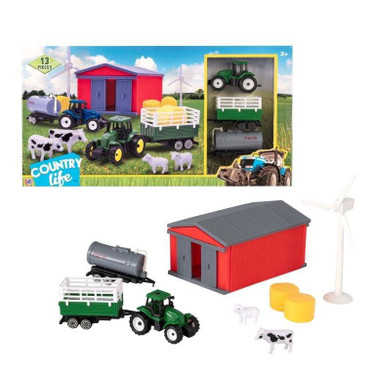 Country Life Complete Play Set with Realistic Farm Animals & Tractor for Immersive Play Educational & Safe for Toddlers Aged 3+
