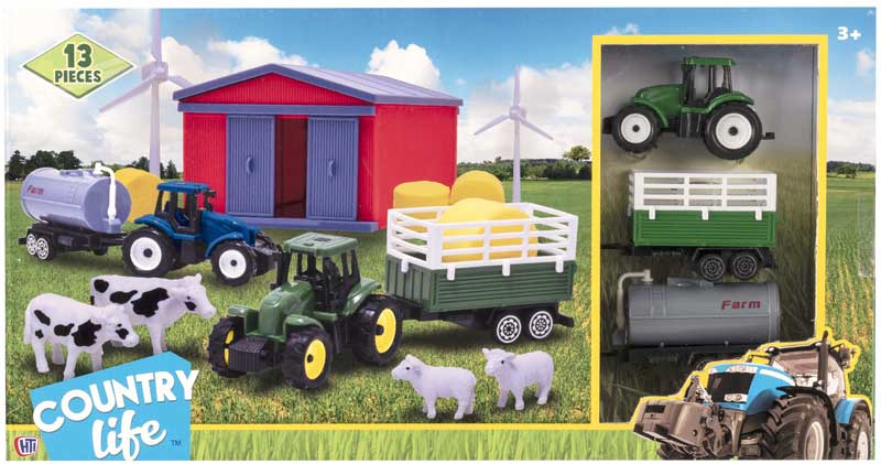 Country Life Complete Play Set with Realistic Farm Animals & Tractor for Immersive Play Educational & Safe for Toddlers Aged 3+