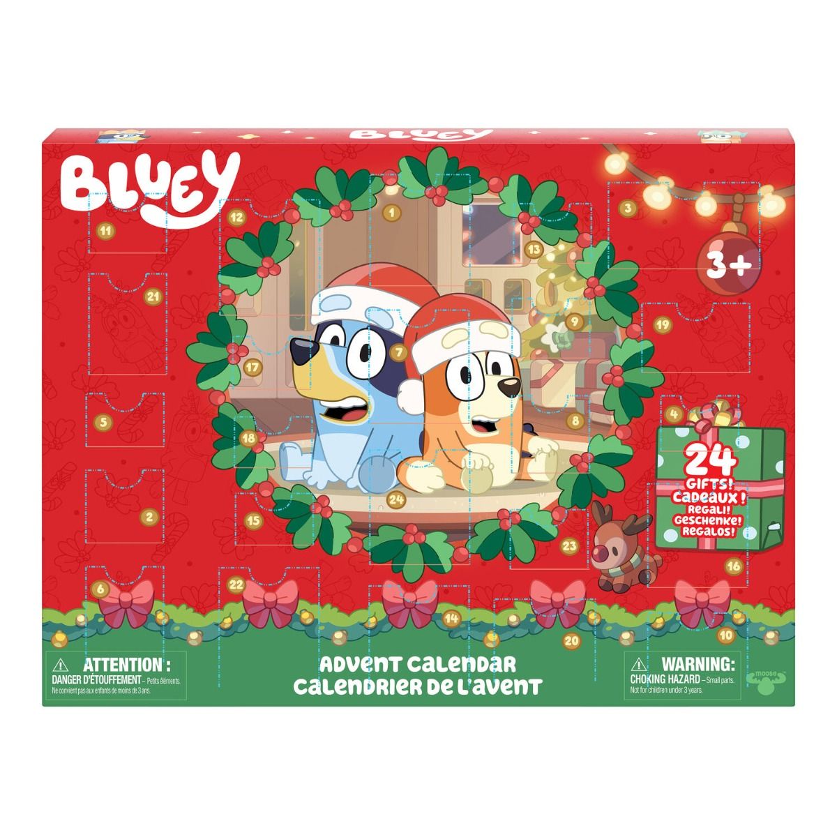 Bluey Mini Figure Advent Calendar 2026 - 24 Festive Surprises with 4 Christmas Sweater Figures & 12 Accessories for Kids & Adults