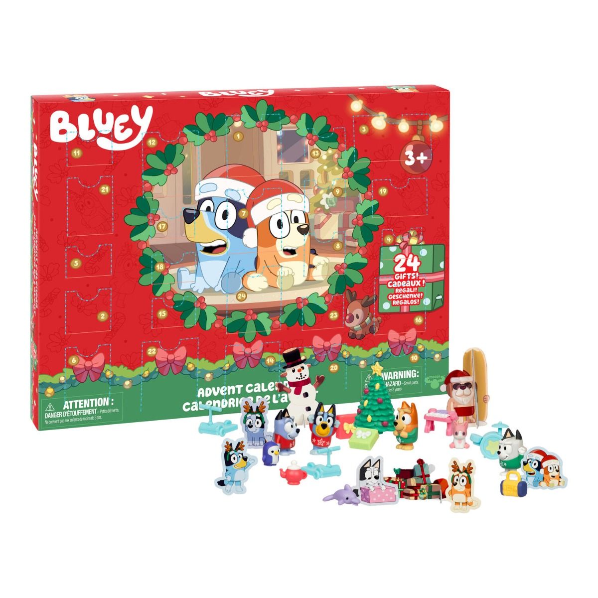 Bluey Mini Figure Advent Calendar 2026 - 24 Festive Surprises with 4 Christmas Sweater Figures & 12 Accessories for Kids & Adults
