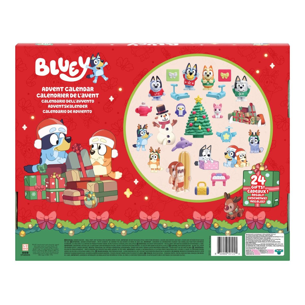 Bluey Mini Figure Advent Calendar 2026 - 24 Festive Surprises with 4 Christmas Sweater Figures & 12 Accessories for Kids & Adults