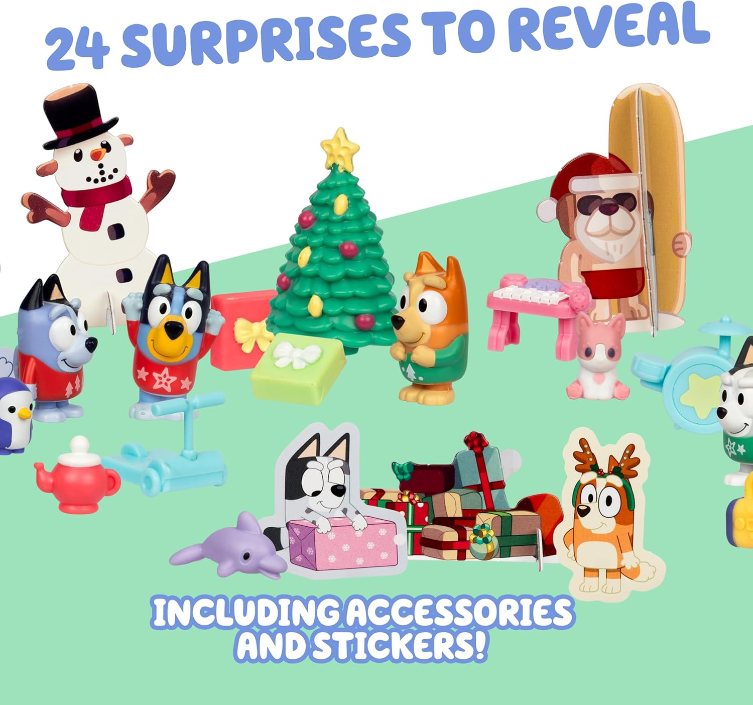 Bluey Mini Figure Advent Calendar 2026 - 24 Festive Surprises with 4 Christmas Sweater Figures & 12 Accessories for Kids & Adults