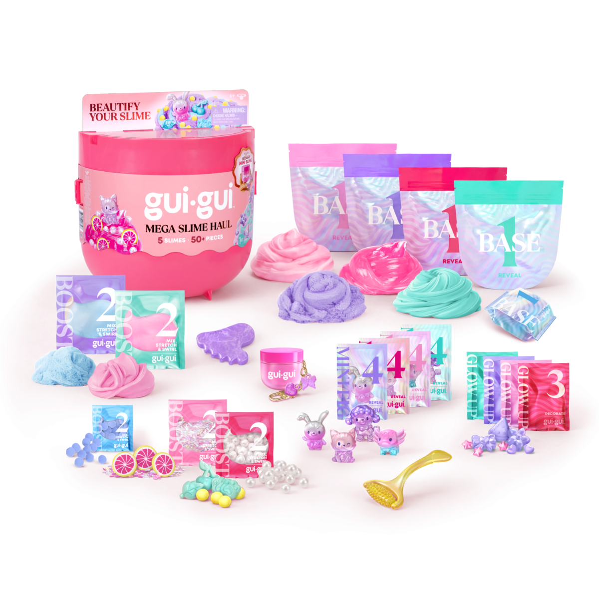 Gui Gui Mega Slime Haul - 50-Piece Premium Set with 4 Signature Slimes for Vibrant Creations & Elevated Finishes