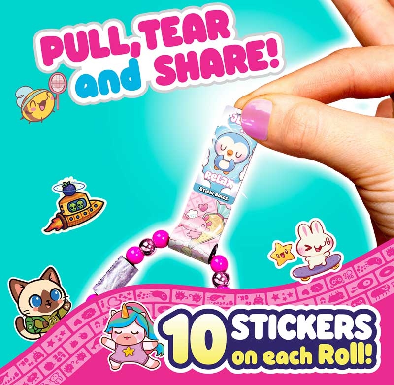 Sticki Rolls Sticki Band Series 3 - 70 Collectible Mini Stickers with 2 Mystery Rolls - Wearable Sticker Bracelet for Kids Aged 5+ - Fun & Fashionable Accessory for Creative Kids