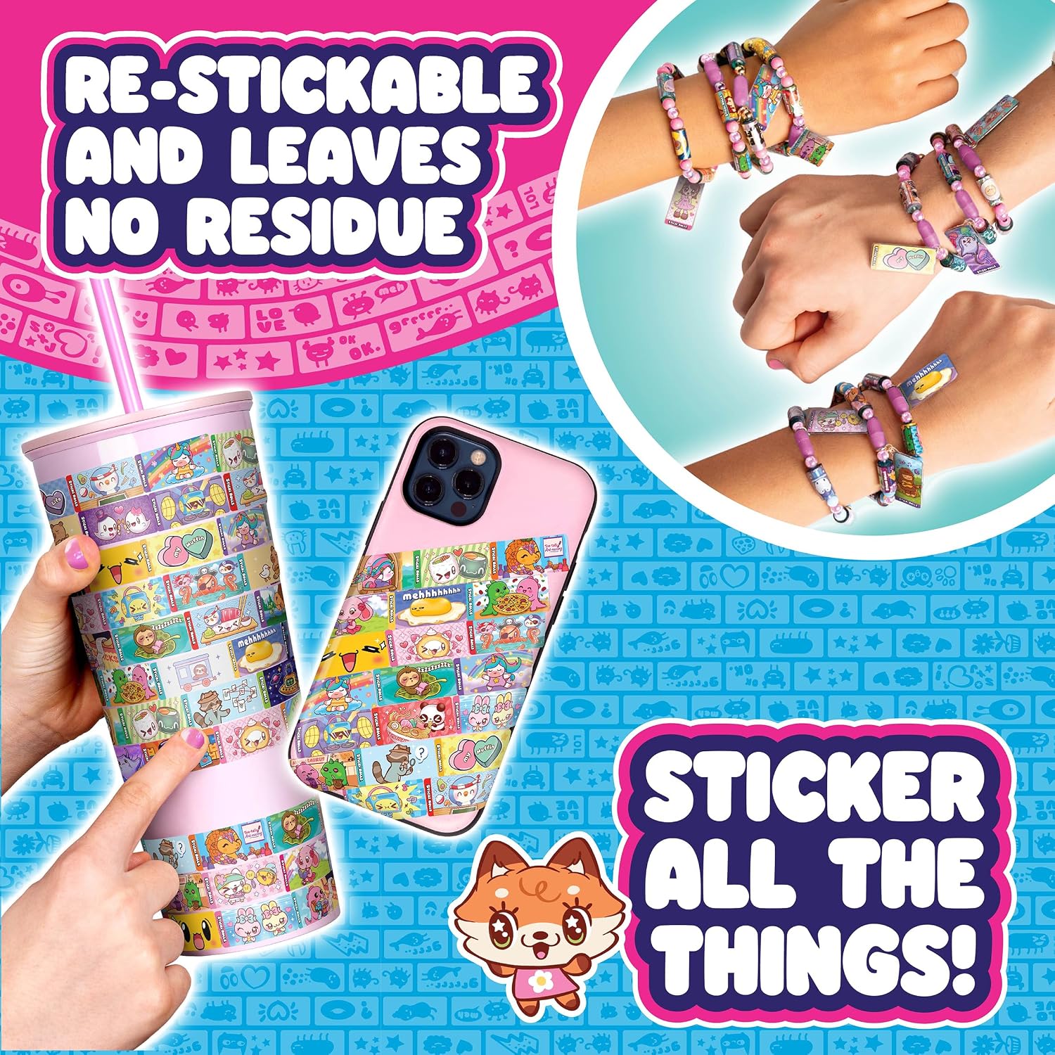 Sticki Rolls Sticki Band Series 3 - 70 Collectible Mini Stickers with 2 Mystery Rolls - Wearable Sticker Bracelet for Kids Aged 5+ - Fun & Fashionable Accessory for Creative Kids