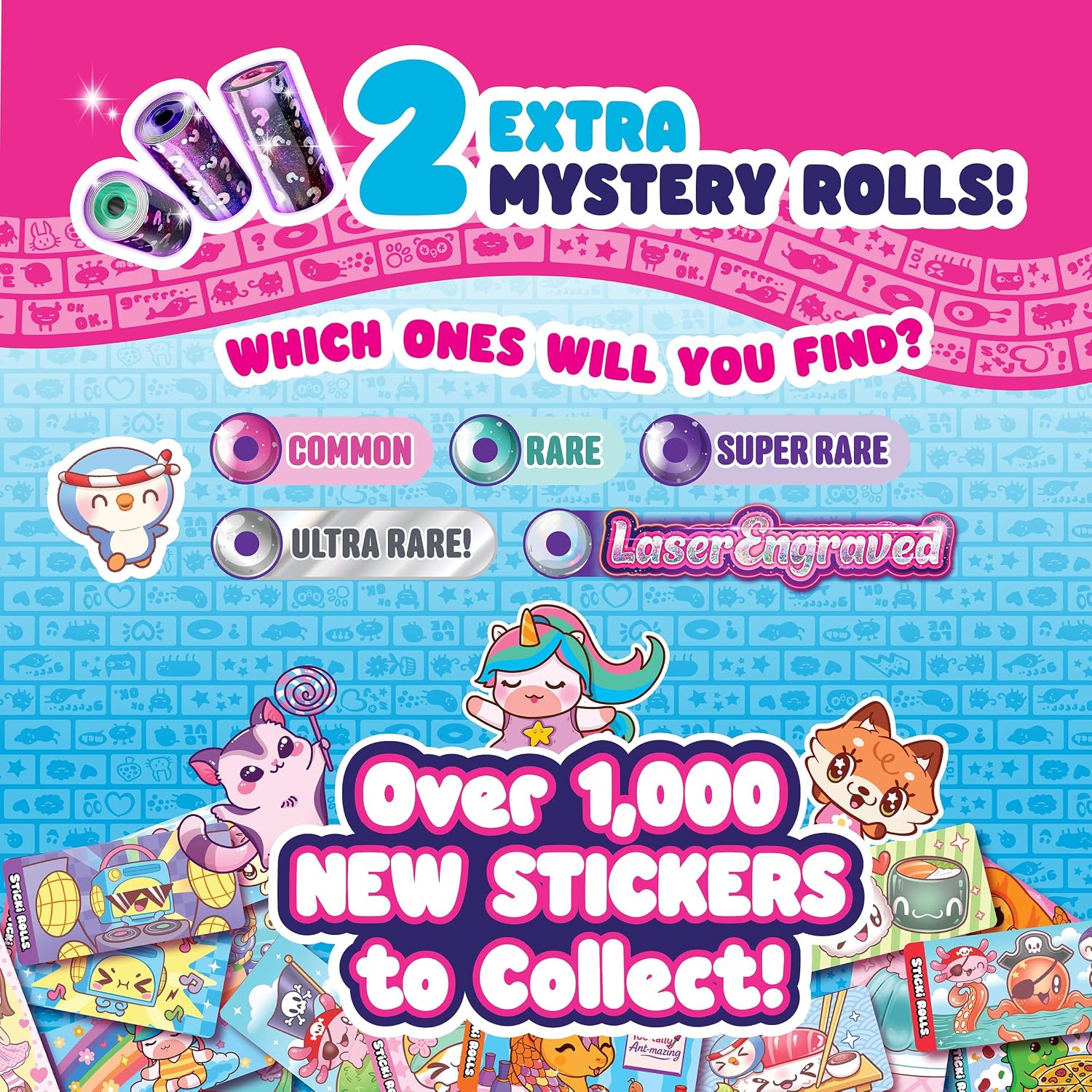 Sticki Rolls Sticki Band Series 3 - 70 Collectible Mini Stickers with 2 Mystery Rolls - Wearable Sticker Bracelet for Kids Aged 5+ - Fun & Fashionable Accessory for Creative Kids