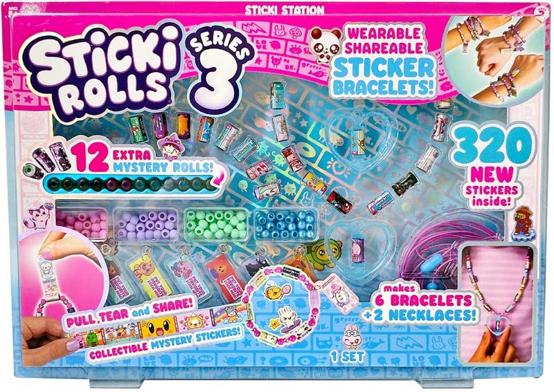 Sticki Rolls Sticki Station – Series 3 With 320 Kawaii-themed stickers | Ultimate Wearable Sticker Bracelet Craft Set