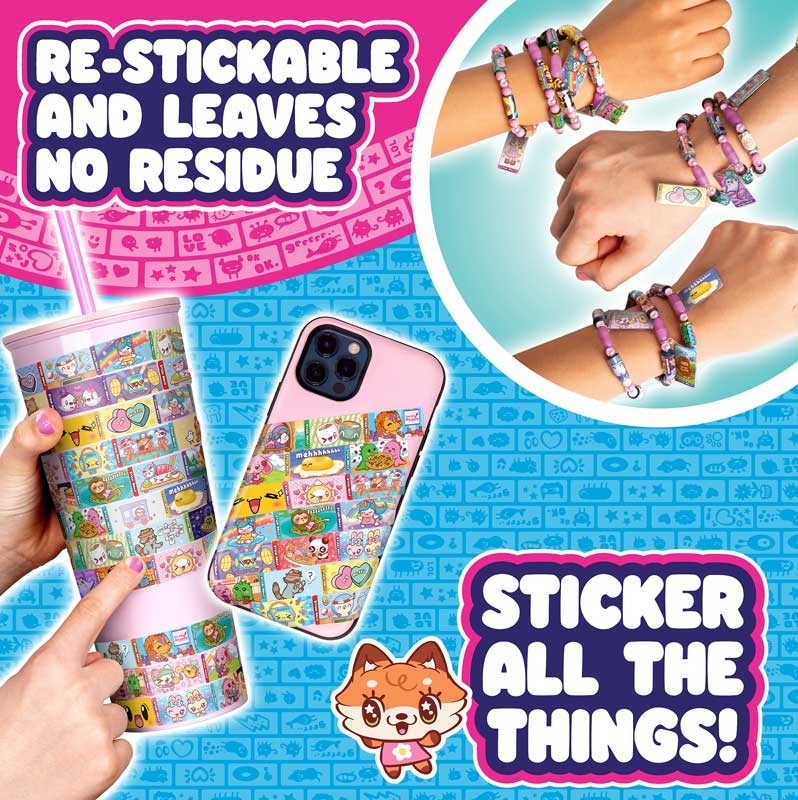 Sticki Rolls Sticki Station – Series 3 With 320 Kawaii-themed stickers | Ultimate Wearable Sticker Bracelet Craft Set
