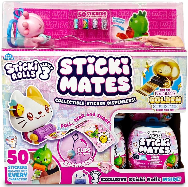 Sticki Rolls Sticki Mates – Series 3 Collectible Sticker Dispensers (Assorted)