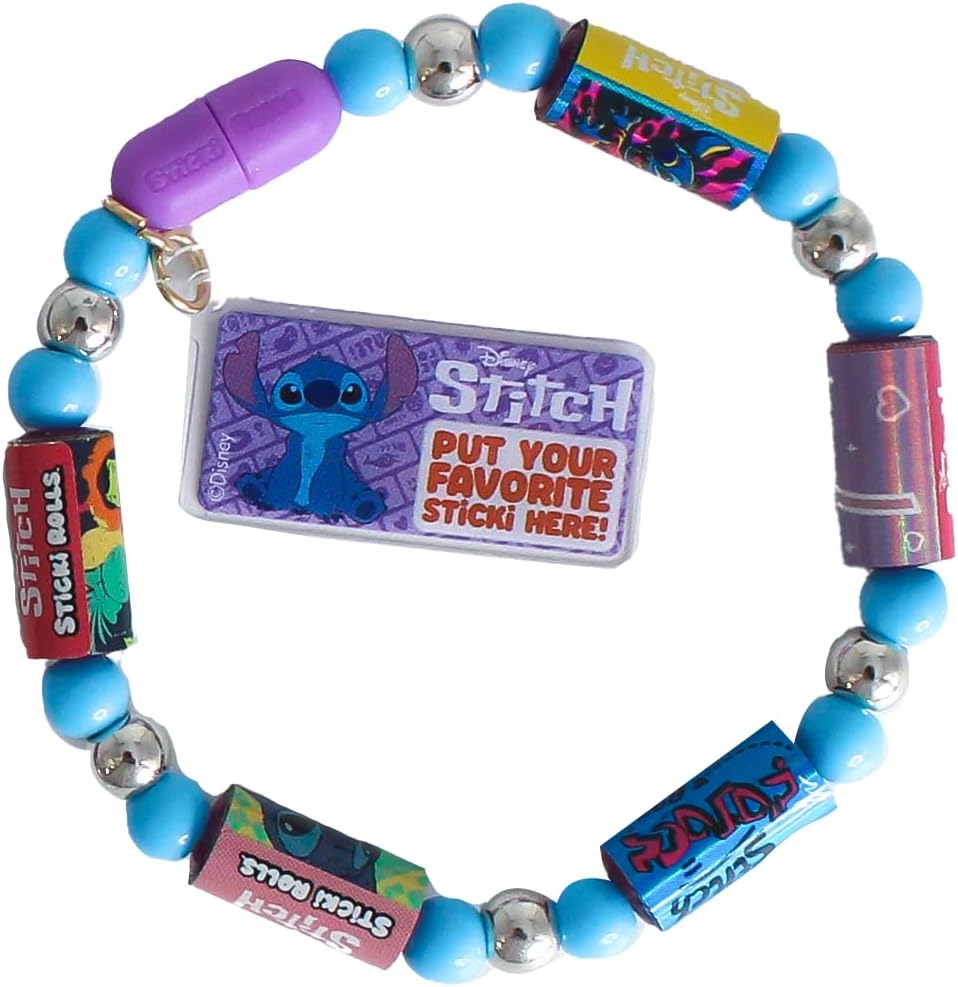 Sticki Rolls Disney Stitch Necklace Pendant with 120 collectible holographic stickers – Wearable Sticker Jewellery Set