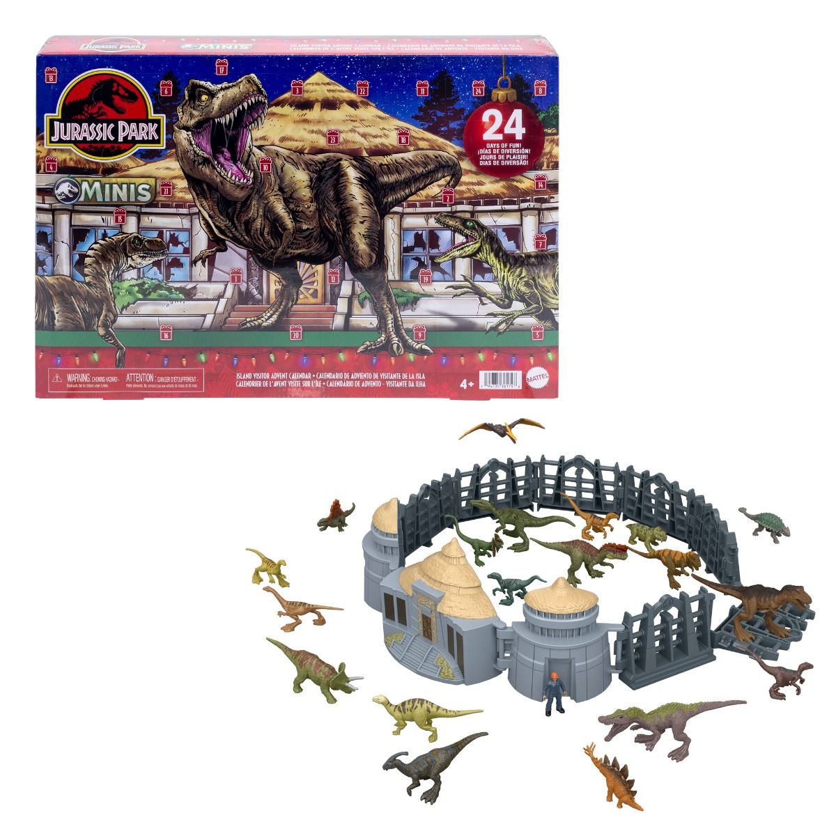 Jurassic World Minis Advent Calendar 2026 - 24 Days of Dinosaur Surprises for Christmas Gift with 19 Mini Figures & 4 Environment Pieces