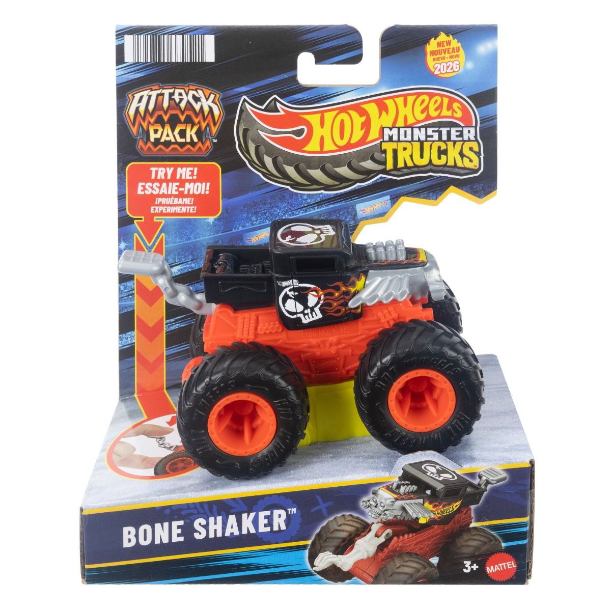 Hot Wheels Monster Trucks Attack Pack Mutant Chaos Assortment Gunkster Metal Tech Kit with Real Moving Wheels & Customisation Tools