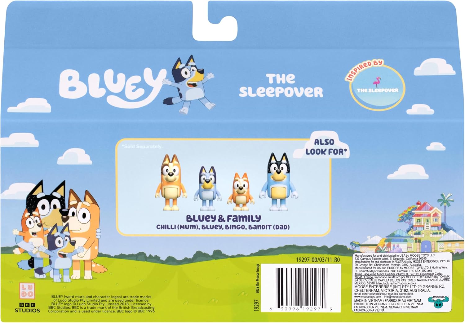 Bluey Figure 4-Pack – The Sleepover Episode Playset