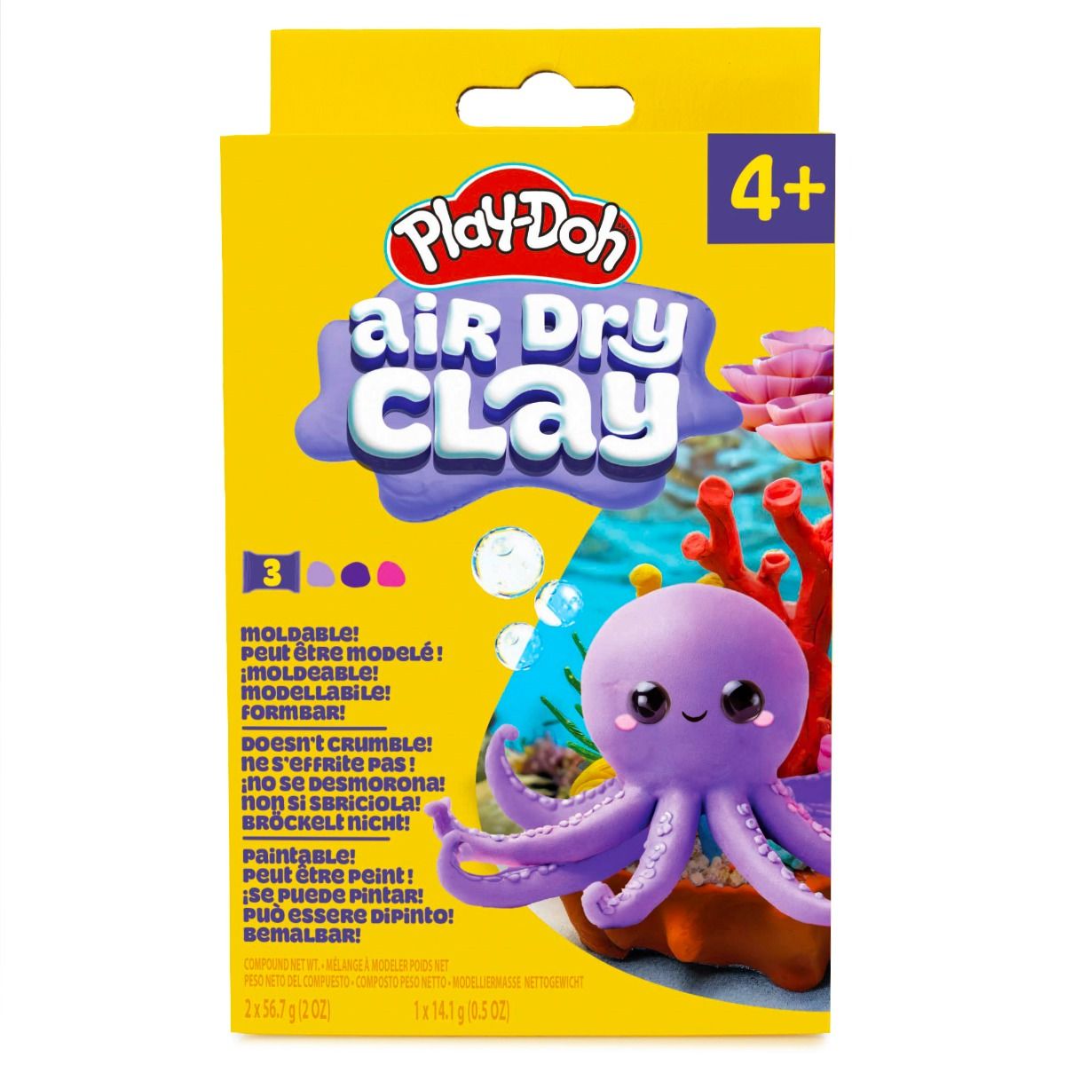 Play-Doh Air Dry Clay Buddies Kit – Octopus, Turtle & Flower Assortment