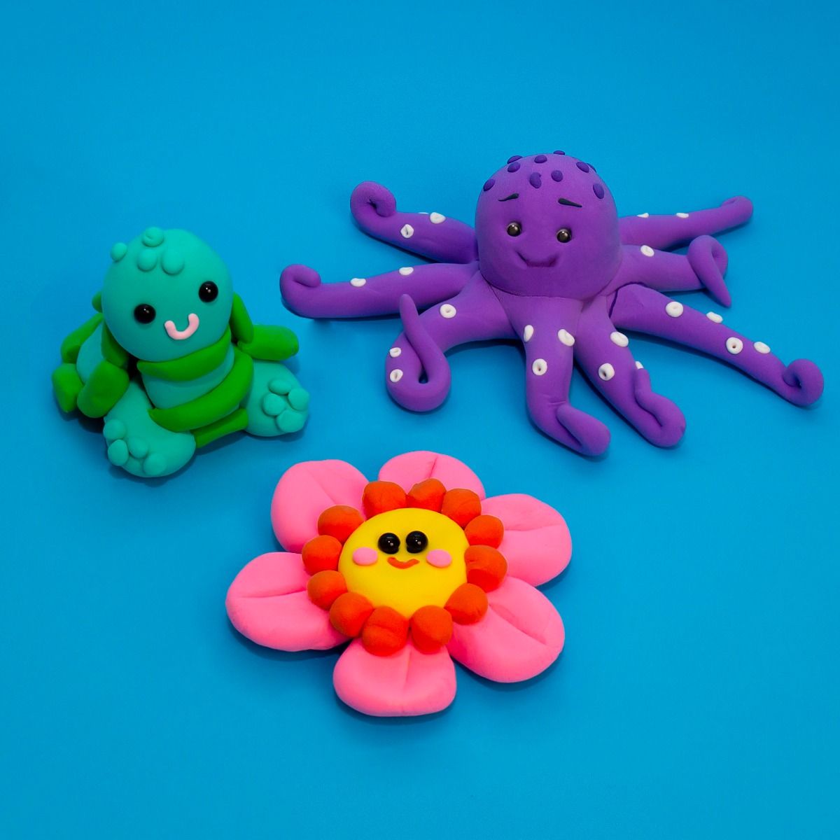 Play-Doh Air Dry Clay Buddies Kit – Octopus, Turtle & Flower Assortment