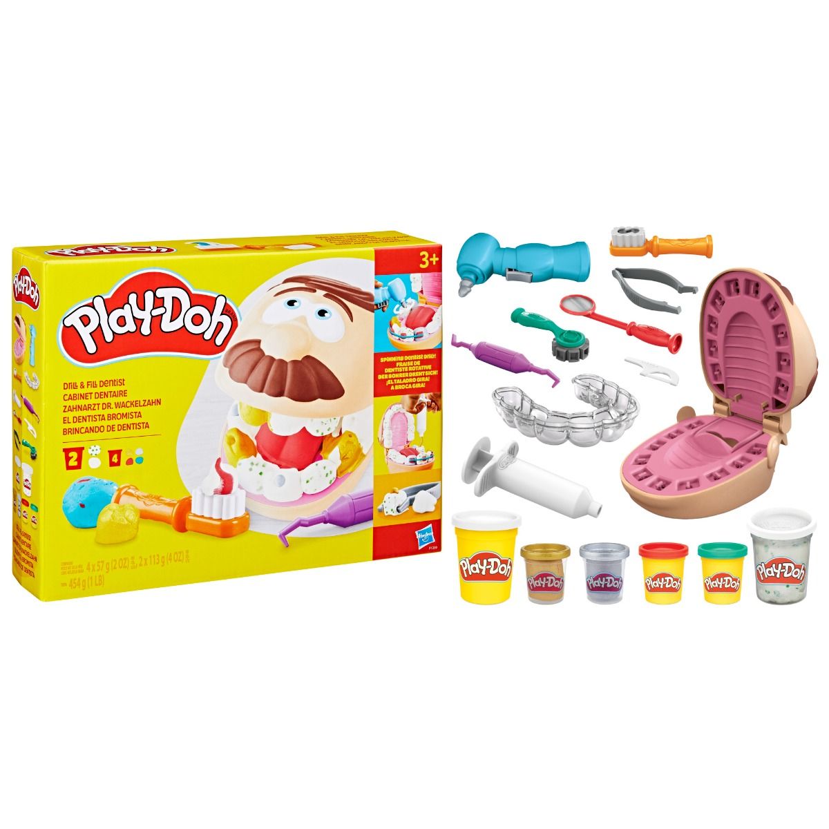Play-Doh Doctor Drill ‘n Fill Dentist Playset – 10 Dental Tools & 6 Play-Doh Cans