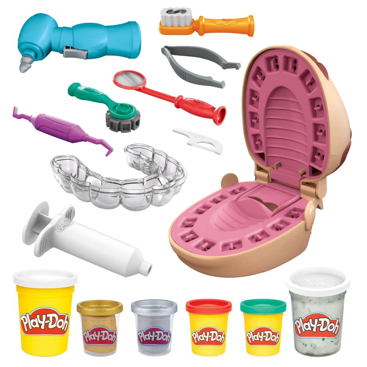 Play-Doh Doctor Drill ‘n Fill Dentist Playset – 10 Dental Tools & 6 Play-Doh Cans