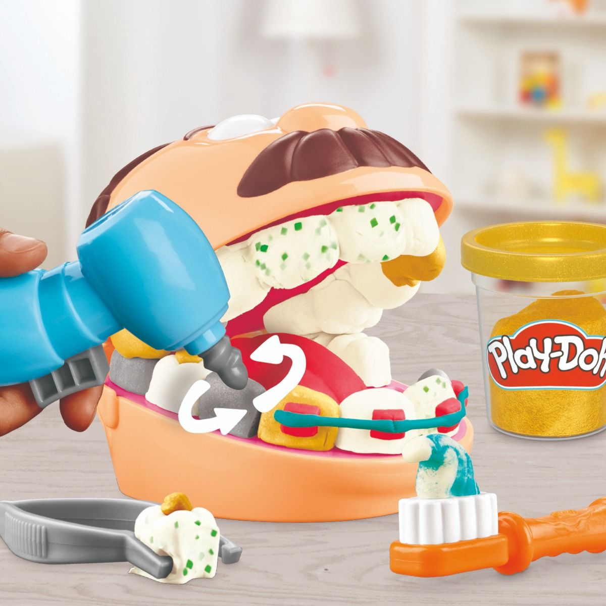 Play-Doh Doctor Drill ‘n Fill Dentist Playset – 10 Dental Tools & 6 Play-Doh Cans
