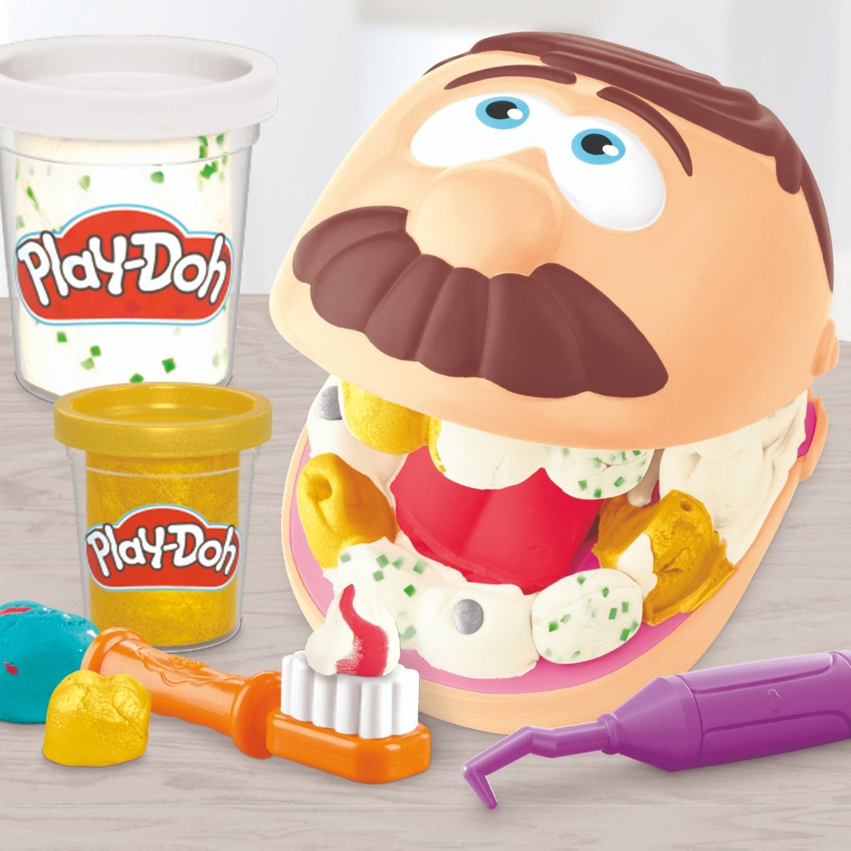 Play-Doh Doctor Drill ‘n Fill Dentist Playset – 10 Dental Tools & 6 Play-Doh Cans