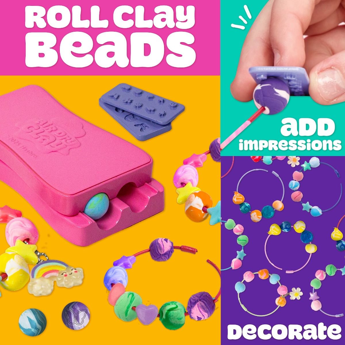 Play-Doh Air Dry Clay Charm & Jewellery Maker – Bracelet & Bag Charm Craft Kit