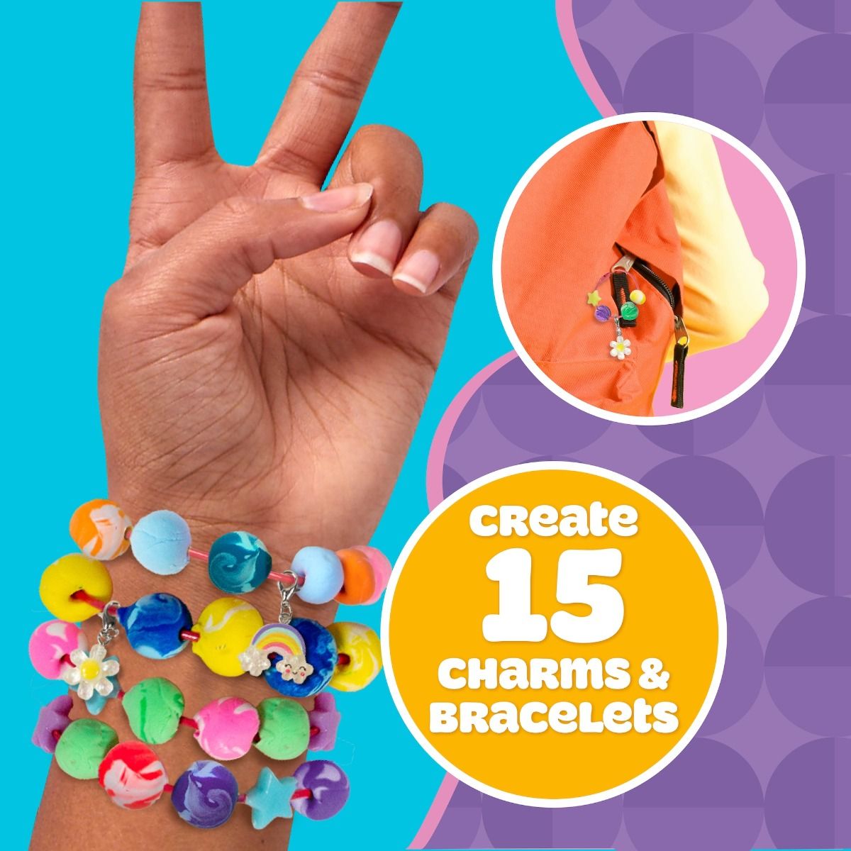 Play-Doh Air Dry Clay Charm & Jewellery Maker – Bracelet & Bag Charm Craft Kit